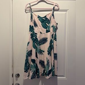 Old Navy Green and Cream Palm Leaves Cami Dress